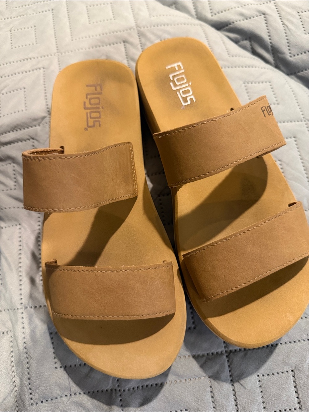 Flojos Brown Dual-Strap Platform Slide Sandals